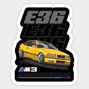 BMW M3 E36 Yellow Sticker